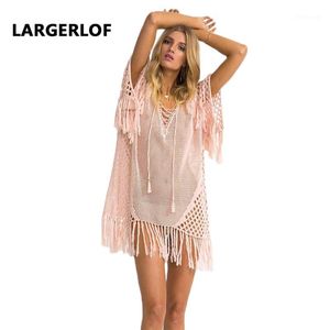 Sarongs Crochet Cover Up Robe De Plage Beach Coverups para mujeres Vestido Mujer 2021 Salidas Traje de baño BK271021