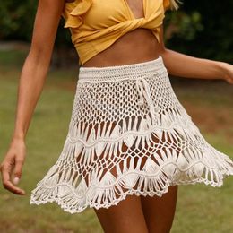 Sarongs Moda Crochet Beach Wear Vestido Mujer Sexy Keyhole Bikini 2023 Cintura alta Traje de baño Mujer Traje de baño Hasta la rodilla