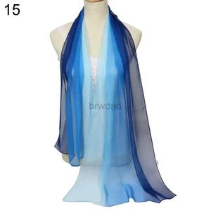 Sarongs Fashion Gradient Couleur voile écharpe femme léger décolleté doux châle en mousseline de mousseline écharpe à cruche solaire écharpes 24325