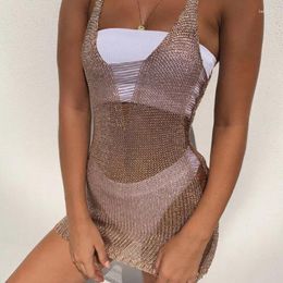 Sarongs or/noir creux robe d'été femmes Sexy été Bikini couvrir Crochet maillot de bain maillots de bain robes de plage