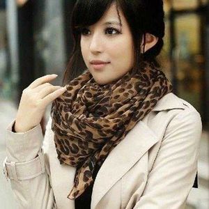 Sarongs Ladies Fashion Long Leopard Print Sjawl Scarf Wrap Ladies Chiffon Scarf Ladies Print Warm Bandana Scarf Best Party Gift P230403