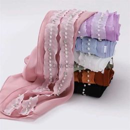 Sarongs Luxe genaaide parel en juwelenketen Bubble Chiffon Instant hoofdband sjaal sjaal hoogwaardige verpakking strand Buvandas Ramadan moslim Sjaal 24325