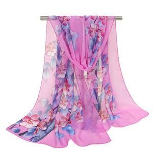 Sarongs New Fashion Mariffon Flower imprimé Petite écharpe de soie Châle pour femmes et bandeau pour femmes enveloppé Stoles Dance Beach Towel 24325