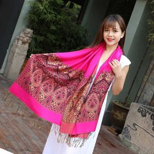 Sarongs nieuwe hete mode dames dubbelzijdige paisley zijden pashmina sjaalssas sjaal sjaal vintage elegante sjaal gratis levering 240325