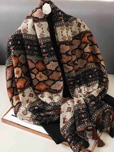 Sarongs Nouveau doux lin coton écharpe châle femmes luxe Foulard femmes longue tache motif léopard gland écharpe 240325