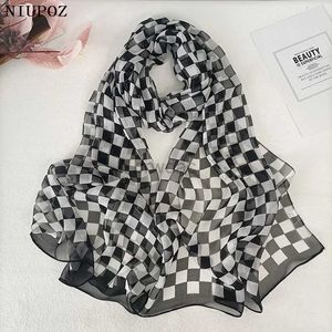 Sarongs Plaid Women Foulard Elegant Mariffon Georgette Bandana Scarf Summer Beach Travel Suncred Straming Bandband 24325