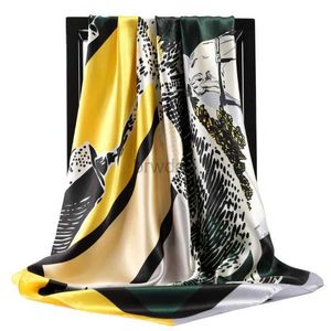 Sarongs populaire 90x90cm Handle Handle Summer Square Silk Scarf Womens Imprimé Dust Kerchief New Sun Protection Beach Shawl 24325