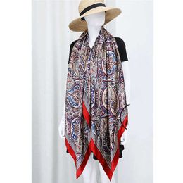 Sarongs Zijden Sjaal Cape Oversized Vierkante Dikkere Sjaals Dames Beste Cadeau Voor Reizen Feest 136*136cm P230403