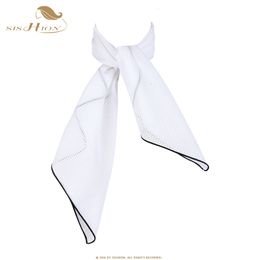 Sarongs SISHION Blanc Femmes Écharpe Petit Carré Couleur Unie Col Petite Cravate Foulards 70 * 70 cm Dames En Mousseline De Soie Mouchoir SD0017 230607