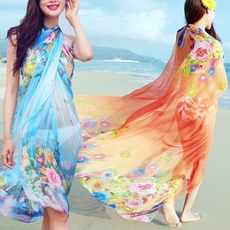 Sarongs Vrouwen Zomer Chiffon Strand Zonnebrandcrème Handdoek Chiffon Bohemian Sjaal Pareo Badmode Sarong Plus Size Beachwear 230408