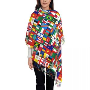 Sarongs Womens Big 60 Face World Flags foulards pour femmes hiver et automne Soft Tassel Châle Emballage international écharpes 24325