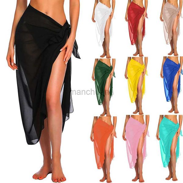 Sarongs femmes long et court Sarong maillot de bain couverture été plage bikini sac laine à manches courtes maillot de bain couverture 240325