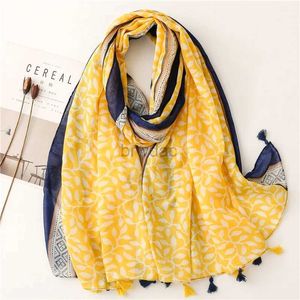 Sarongs yitao écharpe japonais style coton frais lin en fonction écharpe écharpe voile végétal jaune feuille de voyage châle de voyage 24325