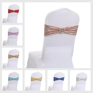 Écharpes 10 50pcs ceintures de chaise à paillettes pour dîner de fête housses de chaise de banquet décoration chaise extensible arc de chaise arrière bandes de chaise de fleur