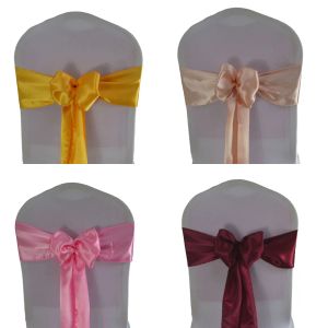 Ceintures (100 pièces/50 pièces) ceintures en Satin pour noël salle de mariage décoration de fête ruban bande ceinture Banquet anniversaire bébé douche ceinture