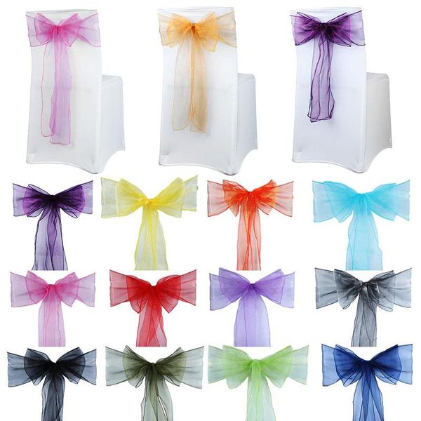 Sashes 100pcs chaise Sashes Organza Chair Bows Fournitures de mariée de Noël