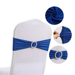 Sjerpen 10100 stuks elastische stoel knoop stretch band land bruiloft decoratie gesp achterkant Mariage el Home Seat lint 231202
