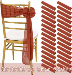 Écharpes 10100 pièces ceintures de chaise en terre cuite pour housses de chaise de mariage écharpes de chaise en étamine rubans de chaise pour décor de cérémonie de fête