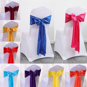 Ceintures 10pcs / 50pcs / 100pcs Satin Chaise Arc Ceintures Chaise De Mariage Noeud Ruban Papillon Cravates el Fête Événement Restaurant Décoration 230714