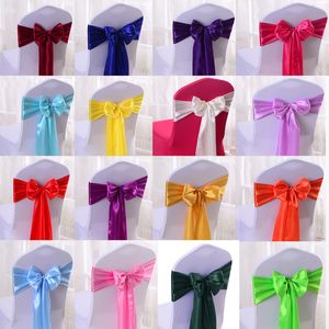 Sashes 10pcs / 50pcs chaise en satin Sash Knots El Party Banquet chaise Tie Back Back Birthday Decoration Decoration Chair Ribbon Bow 230721