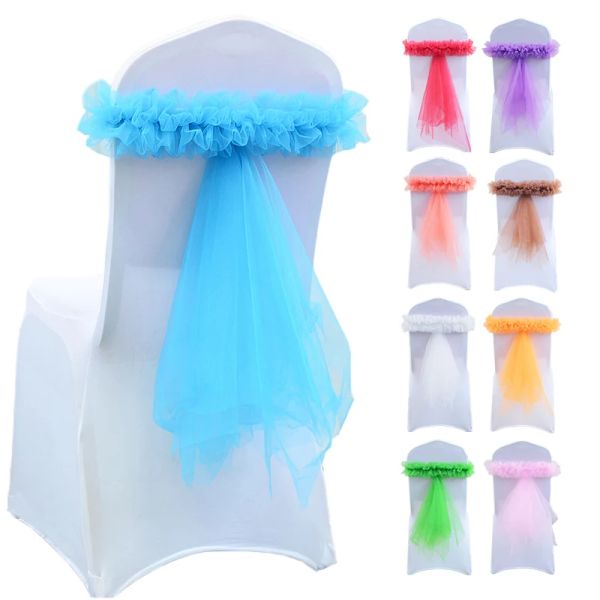 Fajas 10 Uds fajas de Organza Tretch lazo para silla de LICRA para fiesta de boda evento banquete decoración del hogar venta al por mayor banda de nudo para silla