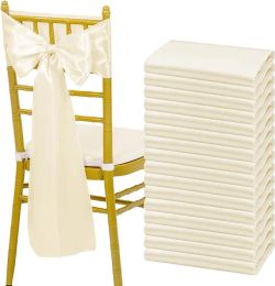 SASHES 10pcs sillón satén las corbatas arsos de cintas para suministros de boda para la decoración de eventos de banquetes para la silla universal