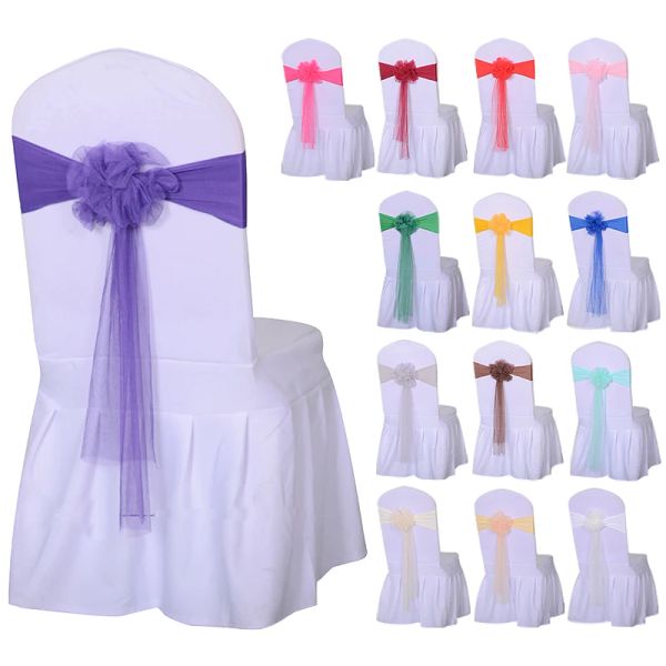 Fajas 10 Uds. Fajas de LICRA para silla, respaldo elástico para silla, pajarita de flores, nudo para silla de boda, decoración para fiesta de boda, suministros de hotel