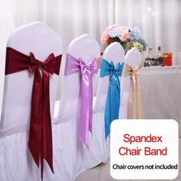Écharpes 25 pièces Satin Spandex chaise couverture bande rubans chaise embrasses pour fête banquet décor mariage décoration noeud chaise ceintures 231208
