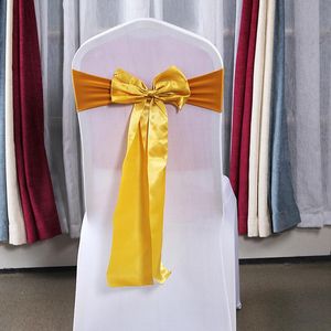 Écharpes 25 pièces Satin Spandex housse de chaise bande rubans chaise embrasses pour fête banquet décor décoration de mariage noeud chaise arc ceintures