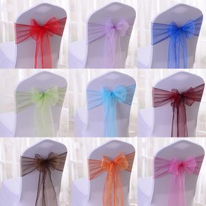 Ceintures 50 / 100pcs Haute Qualité Ceinture Organza Chaise Ceintures Chaise De Mariage Noeud Décoration Chaises Arc Bande Ceinture Cravates Pour Banquet Mariages 230721