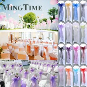 Sjerpen 50 stks 275 cm Pure Organza Stoelband Lint Riem Strik Cover Rustieke Bruiloft Verjaardag Banket Ceremonie Decoratie 231202