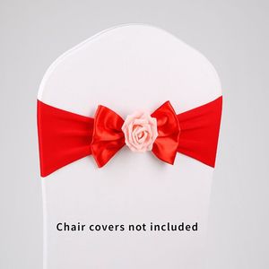 Ceintures 50pcs Élastique gratuit el couverture de chaise dos papillon célébration de mariage chaise de mariage décoration dos banderole sangle fleur 230718