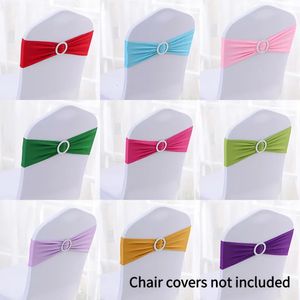 Ceintures 50 pcs/lot Stretch Lycra Spandex chaise couvre bandes avec boucle curseur pour les décorations de mariage en gros chaise ceintures arc coeur 231208