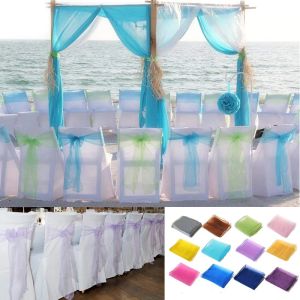 SASHES 50 PCS Organza stoel SASHES STOEL BOWS SASSES TIE TAG Decoratief voor bruiloftsreceptie Banquetten stoelen Decoratie