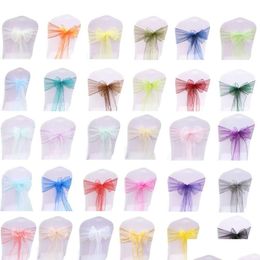 Sashes 50pcslot stoel decoratie organza knoopbands bogen voor feest banket evenement decors drop levering home tuin textiel er dhnib