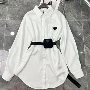 Sjerpen blouse voor dames ontwerpers driehoek brief shirts tops kwaliteit chiffon dames blouses sexy jas met heuptas SML281x