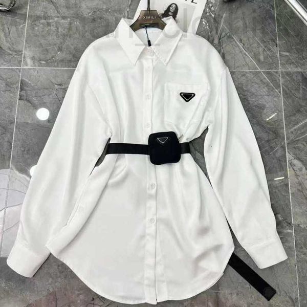 Blouses de ceintures pour femmes Designers Triangle Lettre Chemises Tops Blouses en mousseline de soie de qualité pour femmes Manteau sexy avec sac de taille SML 9IZZ