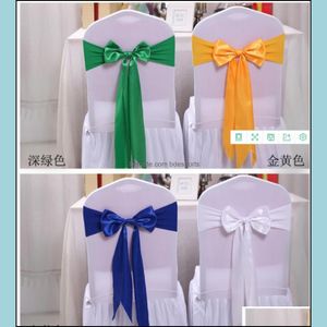 SASHES STOEL ERS HOME TEXTIEL GARDEN ERS GARDEN25PCS Wedding Decoratie Knoop Satijn Spandex ER Band Linten Tie Backs For Party Banqu