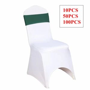 Ceintures de chaise en Lycra monocouche vert foncé, en Spandex, avec nœud, housse de chaise, pour mariage, événement, fête, décoration de noël