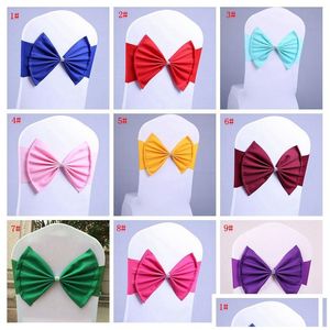 Fajas Elástica Silla de boda Er Sash Bands Fiesta de cumpleaños Hebilla Spandex Bow S Props Decoración Dbc Drop Delivery Hogar Jardín Textil Dhjpa