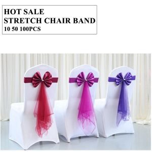 Sashes Hot Sale Banquet de mariage Banquet Stretch Stretch Sash Tie Bow Lycra Spandex Band pour la chaise décoration