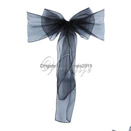 Ceintures Ceintures 100 pcs chaise organza arcs fournitures de fête de mariage noël saint valentin décor pure tissu décoration 230721 livraison directe Dh5Ev