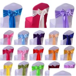 Ceintures Ceintures 1pc Satin Chaise Bow Mariage Intérieur Extérieur Ruban Papillon Cravates Pour Événement De Fête El Banquet Décorations Doux 231018 Drop Dhhpd