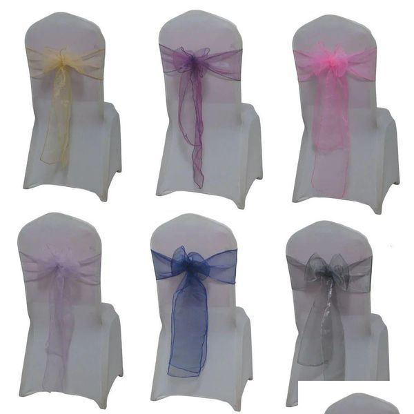 Ceintures Ceintures Organza Chaise Sash Romantique Fête De Mariage Décoration Papillon Noeuds Pour Noël Anniversaire Banquet Ers 231018 Drop Deli Dhhi8