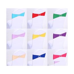 Fajas Spandex Lycra Silla de boda Er Sash Bands Fiesta Cumpleaños Hebilla Cena Banquete Decoración Colores Drop Entrega Home Garden Te Dhmdb