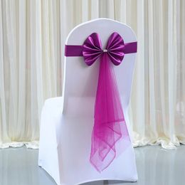 Fajas Silla de boda Faja Decoración Multi Color Elástico Bowknot Lazo Nudo El Banquete Fiesta Decoración para el hogar Suministros 231018