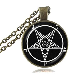 Satanische Baphomet omgekeerde Pentagram hanger gotische ketting geit hoofd hanger satanisme ketting kwaad occulte Pentagram sieraden Pagan288j