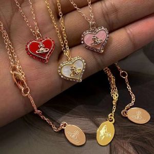 Satellite Heart Gold Collier Femme Viviennes Westwood Jewelry Version High de Love Collier Girls Heart Sweet Style Polyvyle Daily Chain