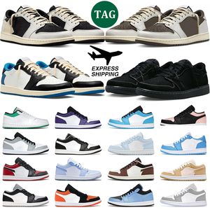 gratis verzending 1s mannen vrouwen basketbalschoenen 1 dieptepunten Black Phantom Reverse Mocha Bred Wolf Grey heren trainers