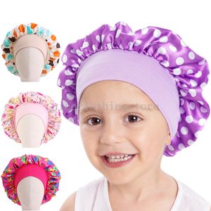 Bonnet en satin pour les enfants avec des fruits à point imprimé pour enfants à bord élastique Bonnet Elastic Caps accessoires de couchage confortables